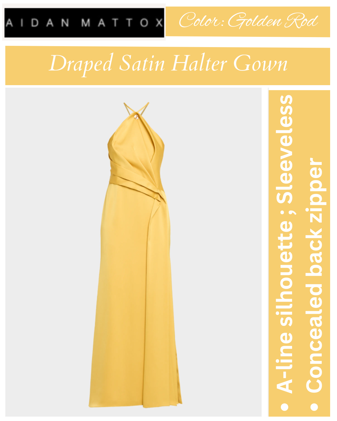 Aidan Mattox Draped Crepe Back Satin Halter Gown