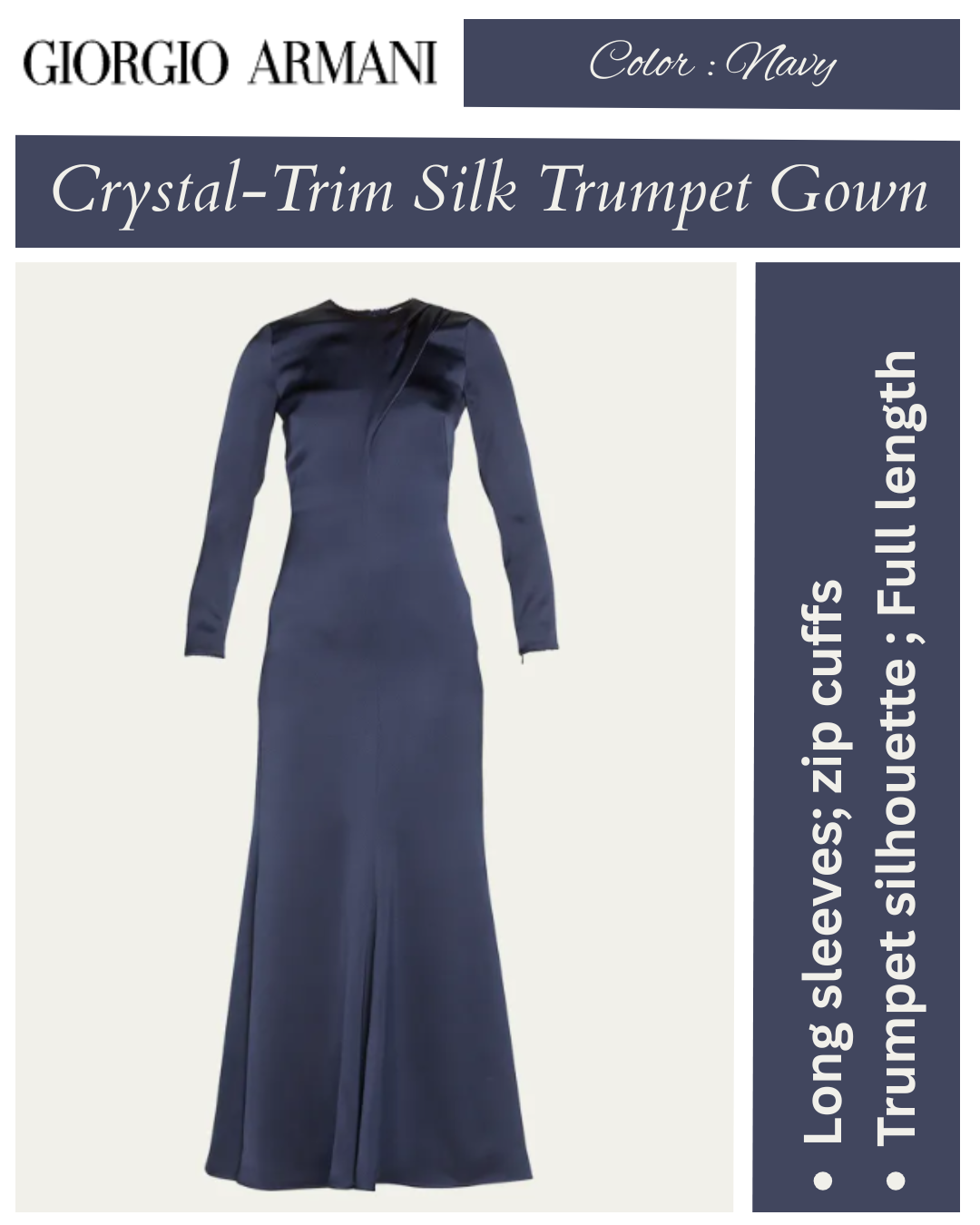 Giorgio Armani Crystal-Trim Silk Trumpet Gown