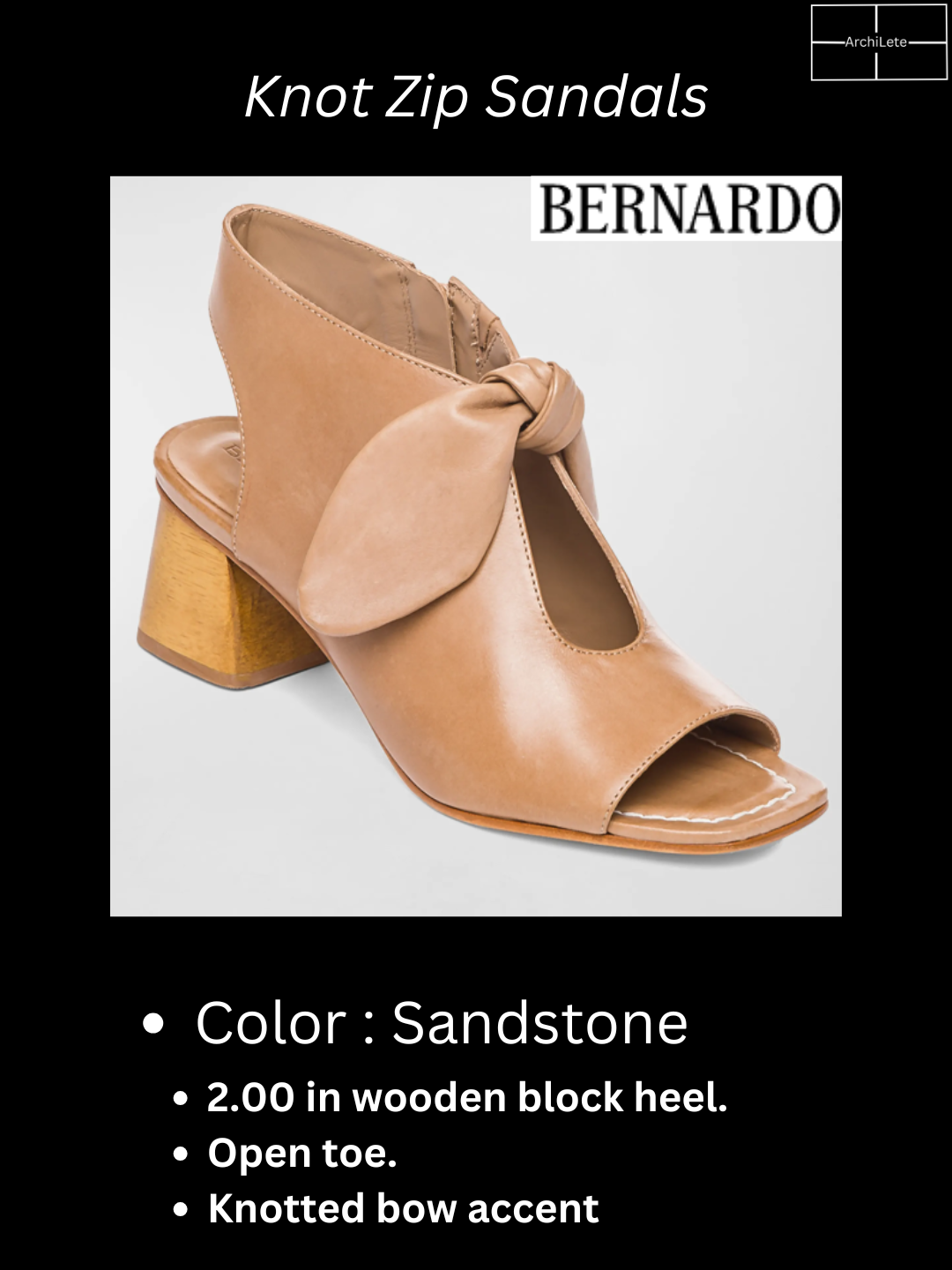 Bernardo Lizzie Leather Knot Zip Sandals