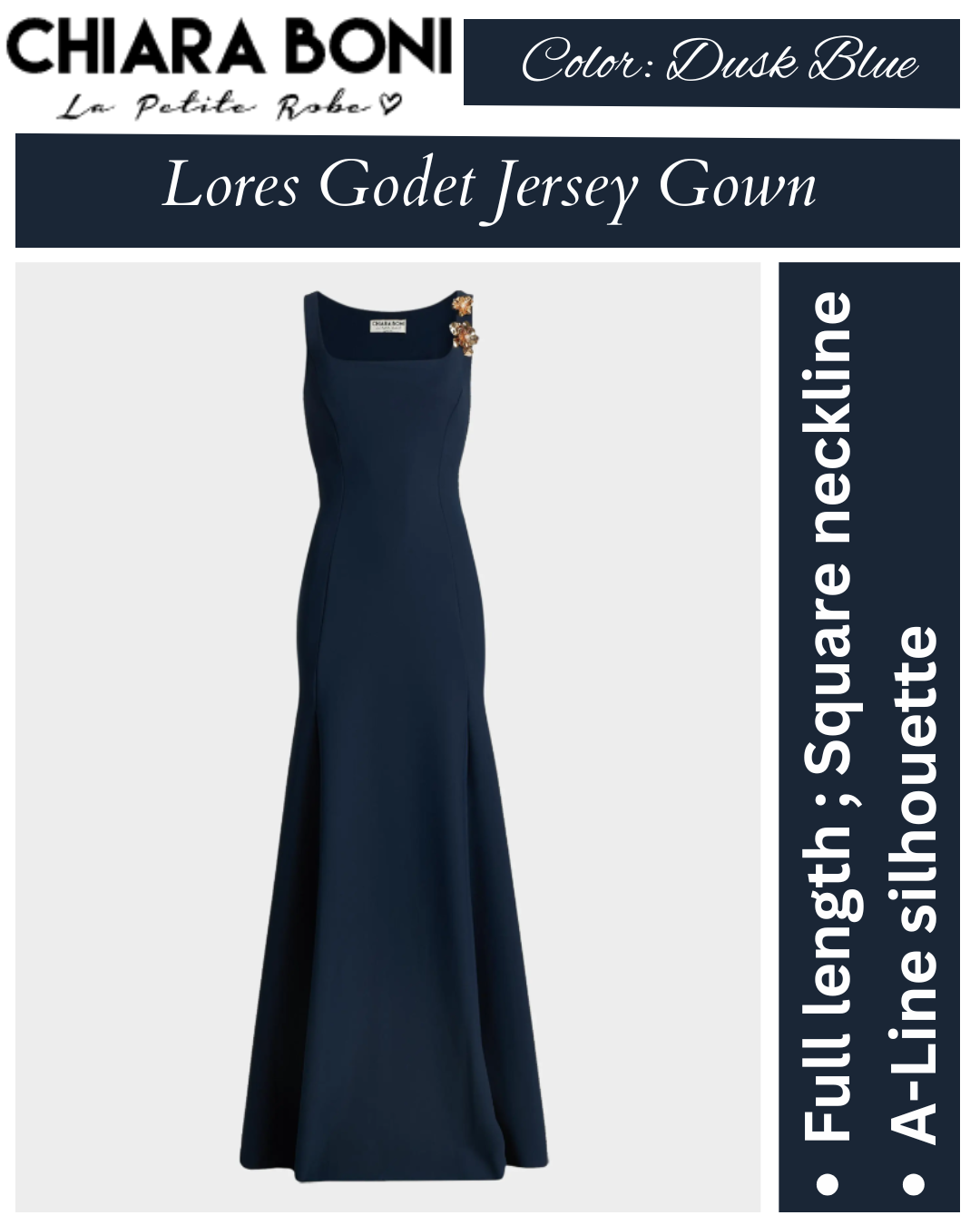 Chiara Boni La Petite Robe Lores Square-Neck Stretch Jersey Godet Gown