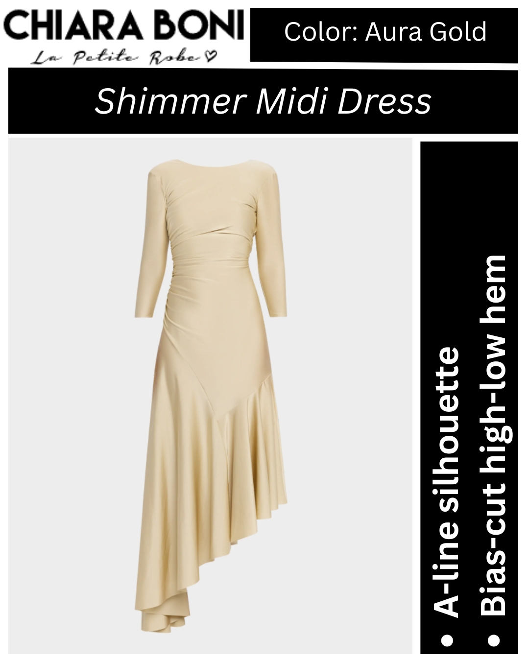 Chiara Boni La Petite Robe Tanis High-Low Shimmer Midi Dress