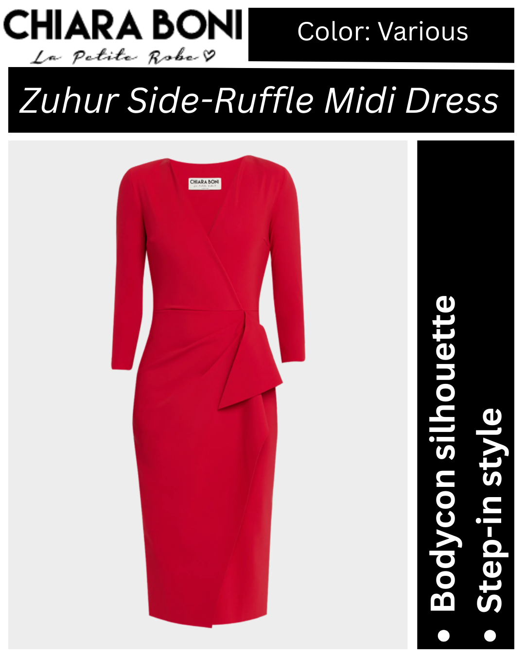 Chiara Boni La Petite Robe Zuhur Side-Ruffle Bodycon Midi Dress