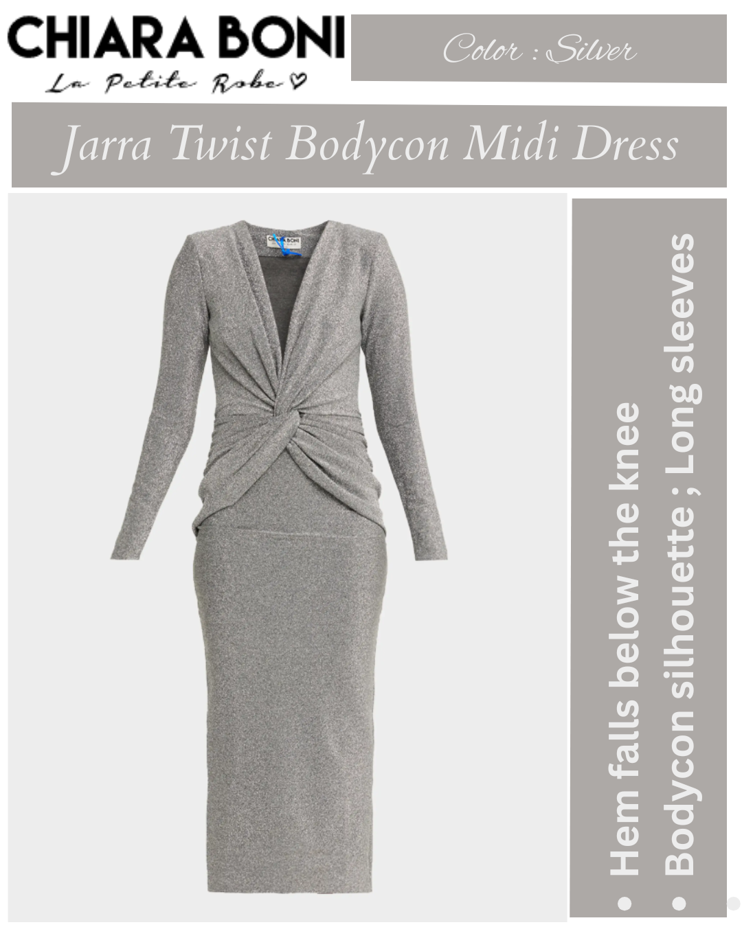 Chiara Boni La Petite Robe Jarra Twist-Front Shimmer Bodycon Midi Dress