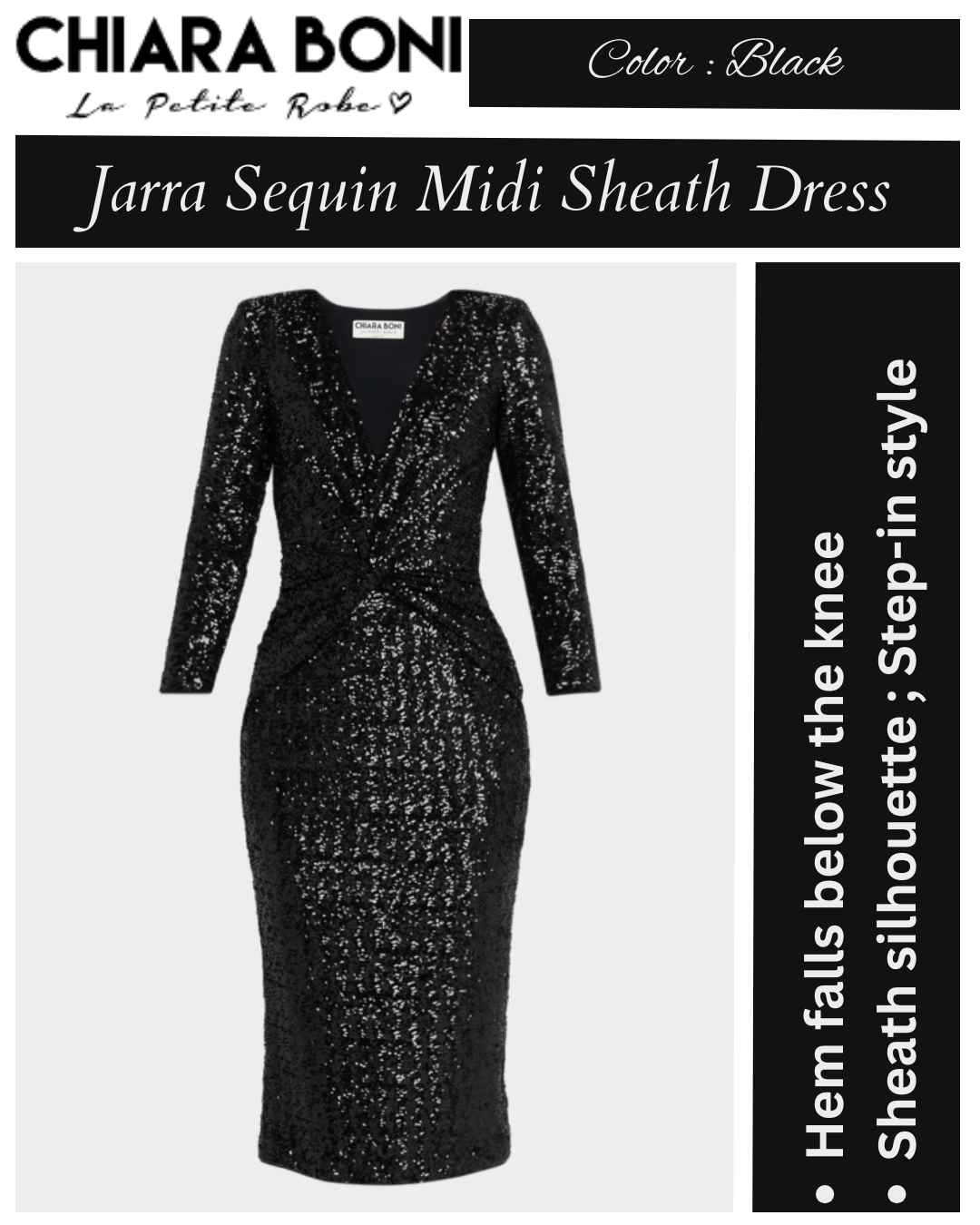 Chiara Boni La Petite Robe Jarra Twist-Front Sequin Midi Sheath Dress