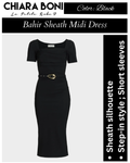 Chiara Boni La Petite Robe Bahir Belted Square-Neck Midi Sheath Dress