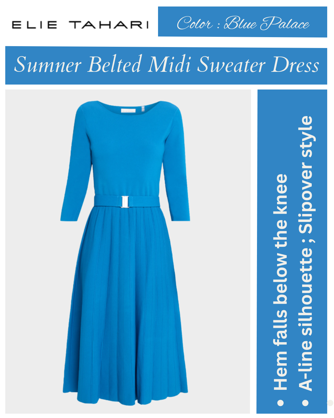 Elie Tahari The Sumner Belted Midi Sweater Dress