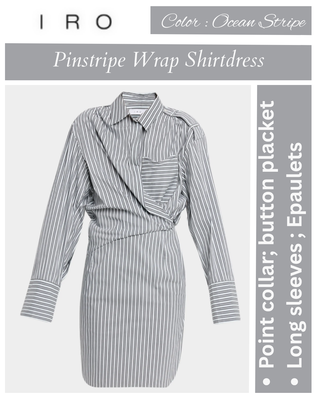 Iro Lazul Pinstripe Wrap Shirtdress