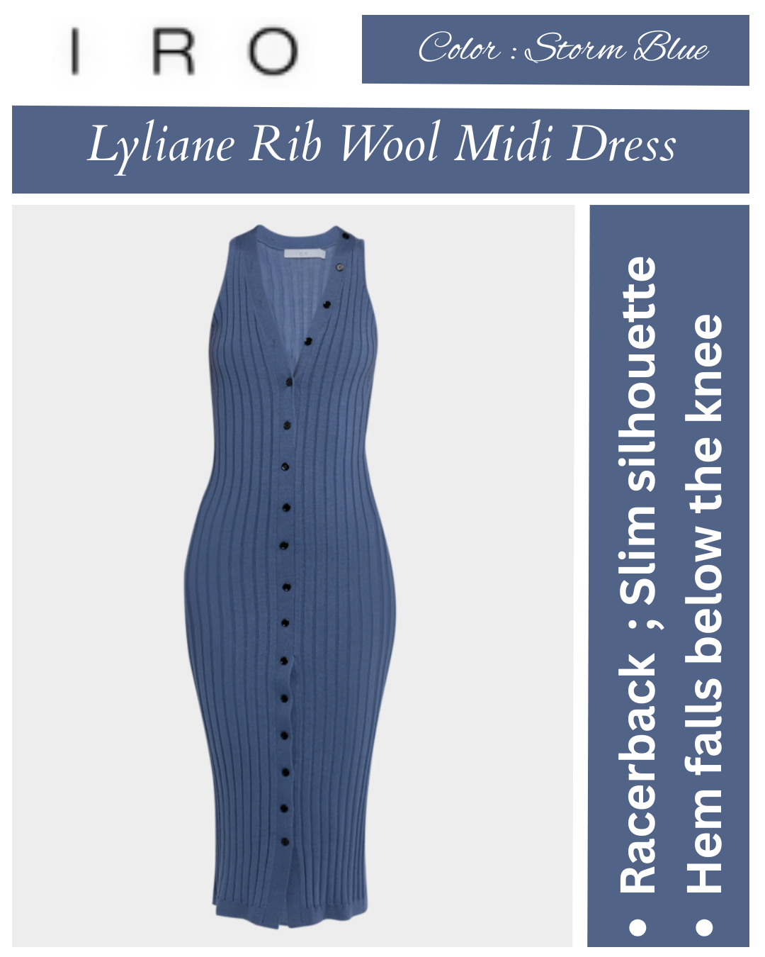 Iro Lyliane Buttoned Rib Wool Midi Dress