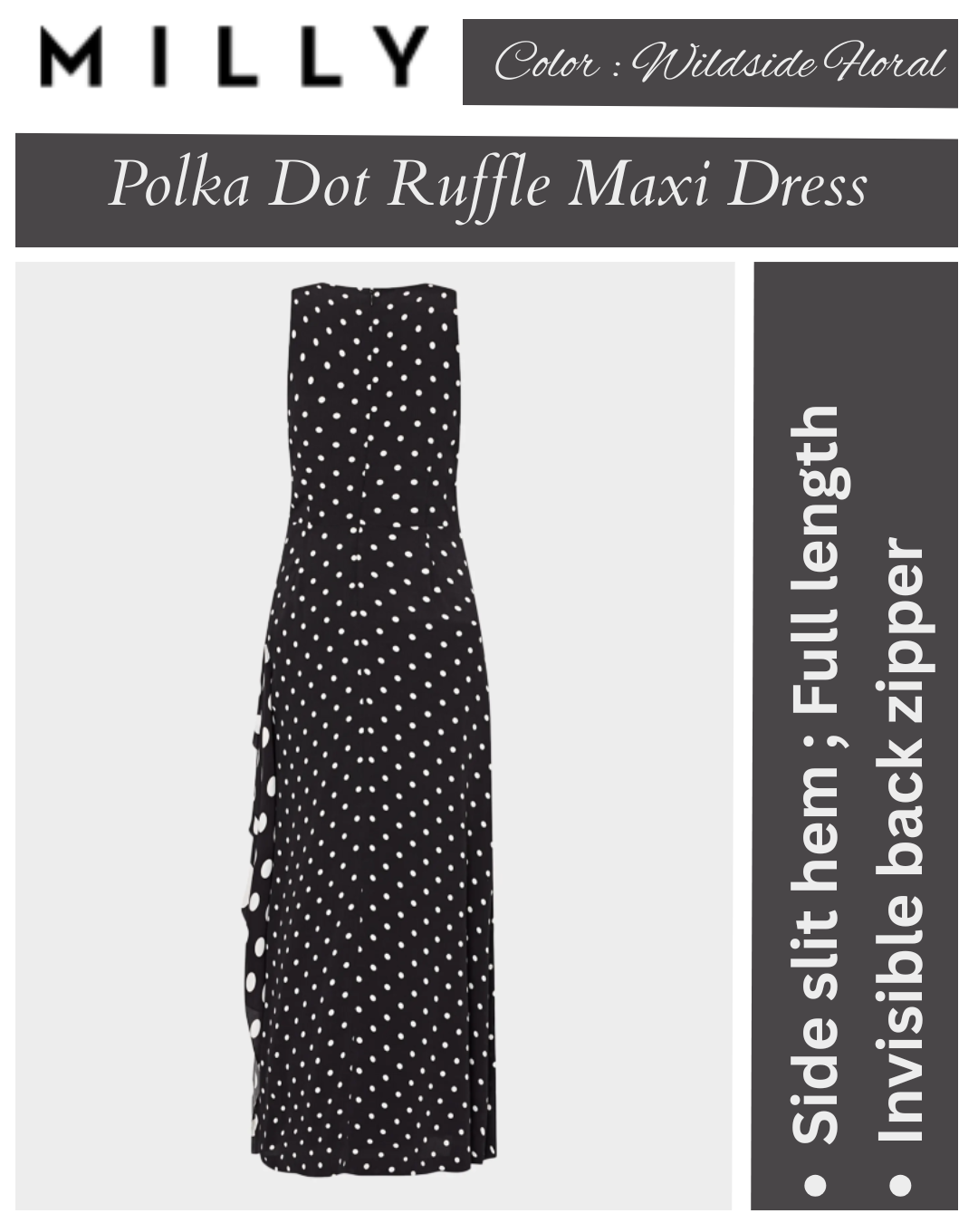 Milly Spencer Sleeveless Polka Dot Ruffle Maxi Dress