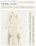 Rickie Freeman for Teri Jon Floral-Print Cotton Midi Shirtdress