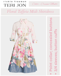 Rickie Freeman for Teri Jon Floral-Print Taffeta Midi Shirtdress
