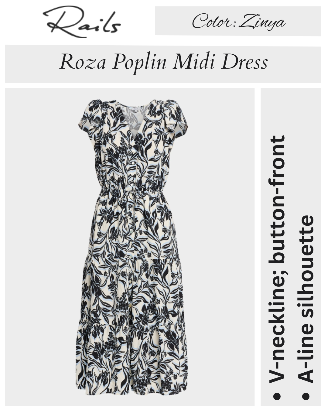 Rails Roza Printed Cotton Poplin Midi Dress