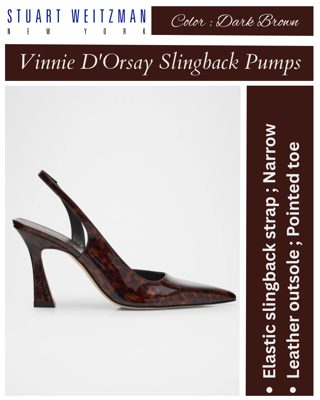Stuart Weitzman Vinnie Tortoise Patent Leather D'Orsay Slingback Pumps