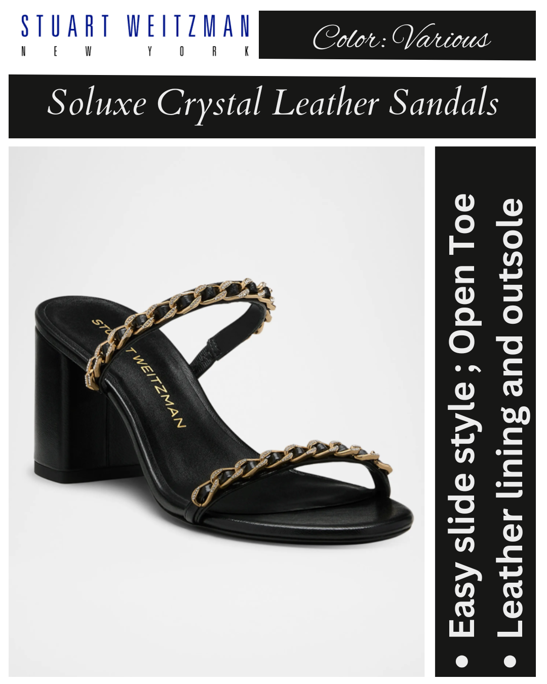 Stuart Weitzman Soluxe Crystal Leather Mule Sandals
