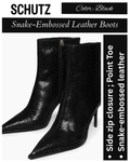 Schutz - Mary 85MM Snake-Embossed Leather Boots