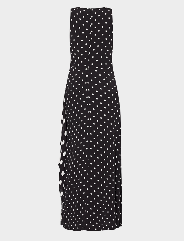 Milly Spencer Sleeveless Polka Dot Ruffle Maxi Dress