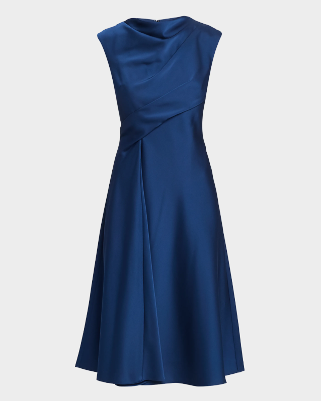 Aidan Mattox Cowl-Neck Crepe Back Satin Midi Dress