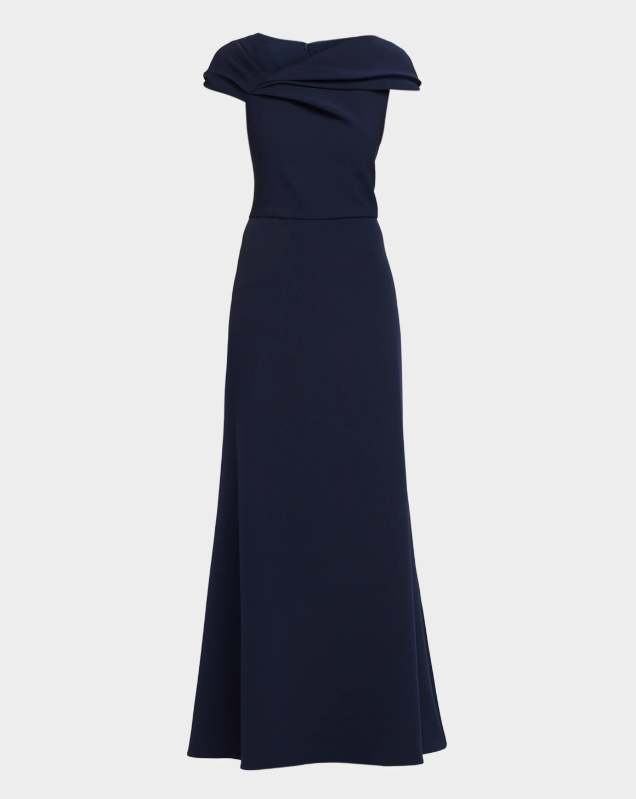 Shoshanna Carly Asymmetric Stretch Crepe Gown