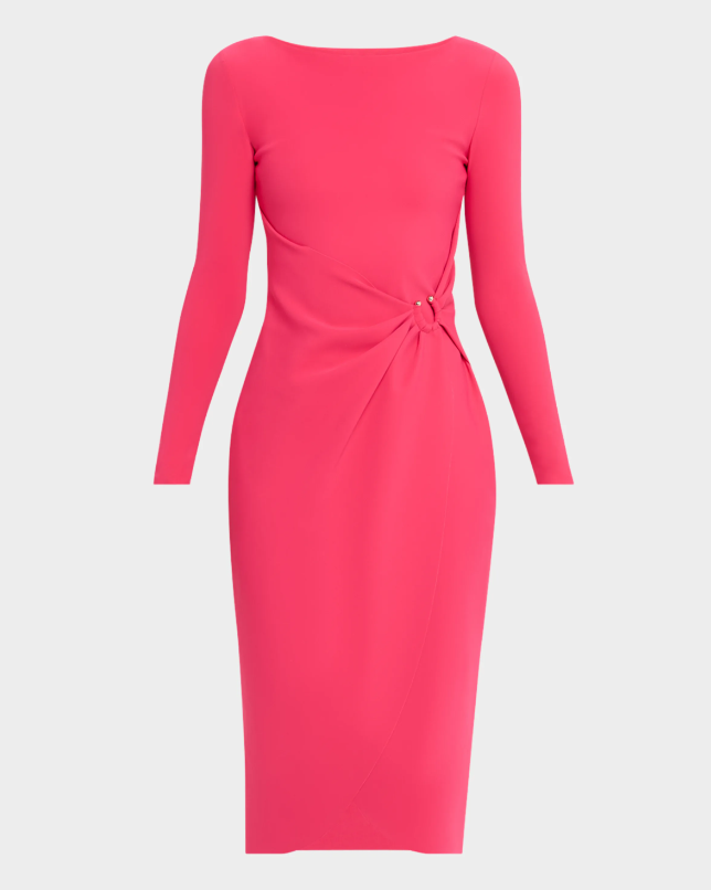 Chiara Boni La Petite Robe Gathered Bateau-Neck Midi Sheath Dress
