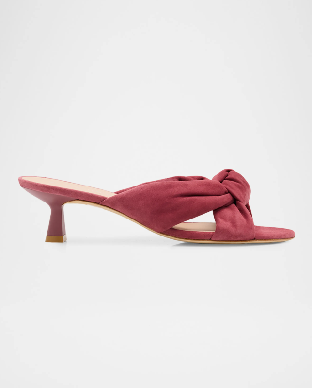 Stuart Weitzman 50mm Soplaya Suede Mule Sandals Dusty Berry