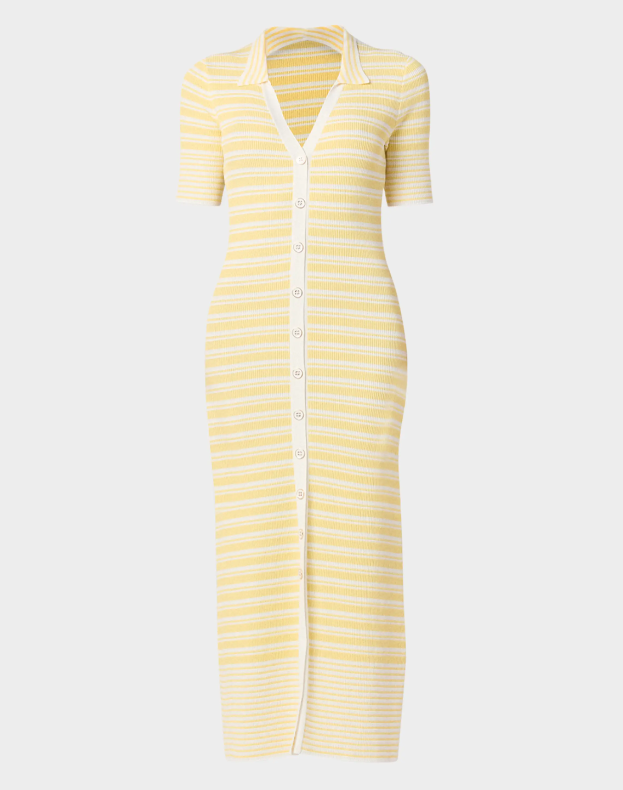 Shoshanna Sawyer Striped Rib-Knit Midi Dress