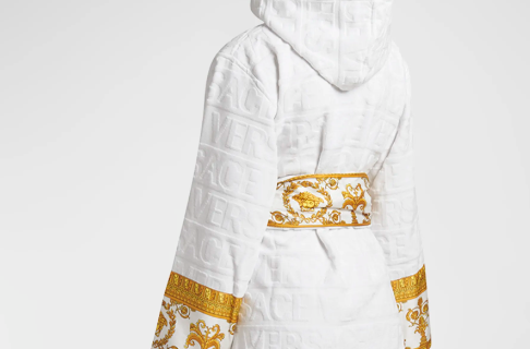 Versace I Heart Baroque Hooded Short Bathrobe