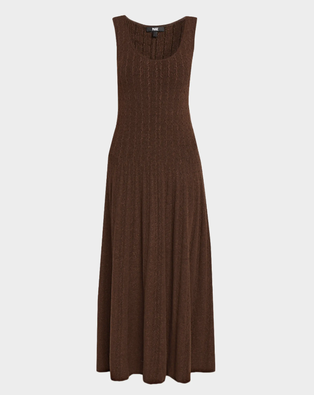 PAIGE Madeline Metallic Ribbed Midi Dress