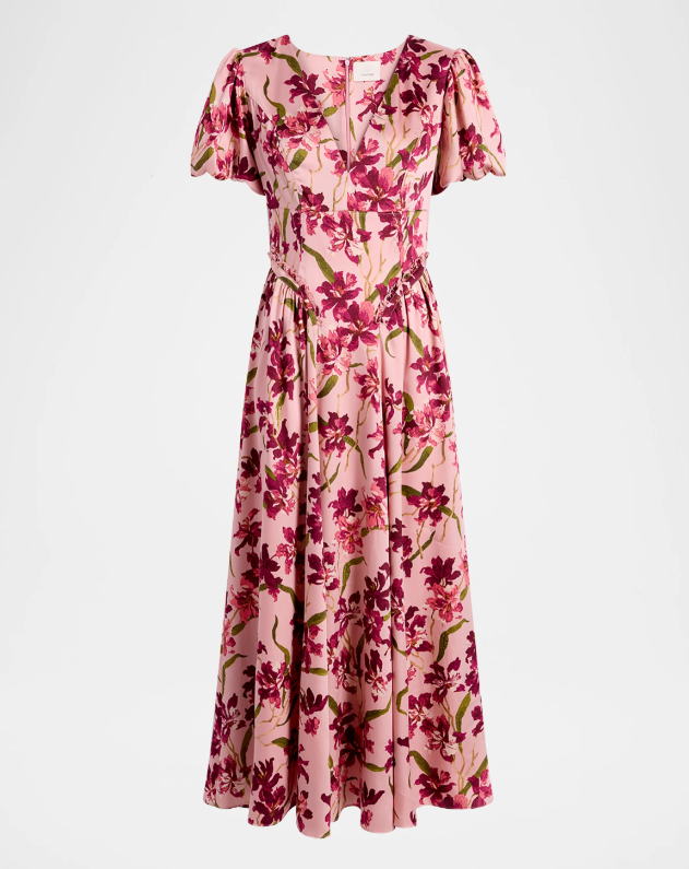 Cinq a Sept Katlin Trailing Hibiscus Midi Dress