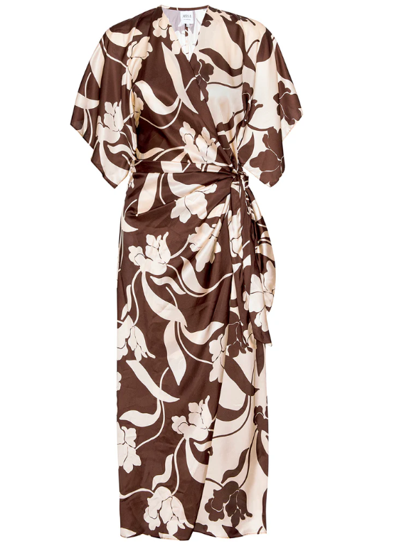 MISA Los Angeles Hadassa Floral Satin Midi Dress