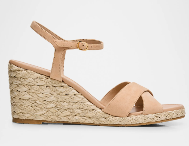 Stuart Weitzman Dayna Suede Crisscross Wedge Espadrilles