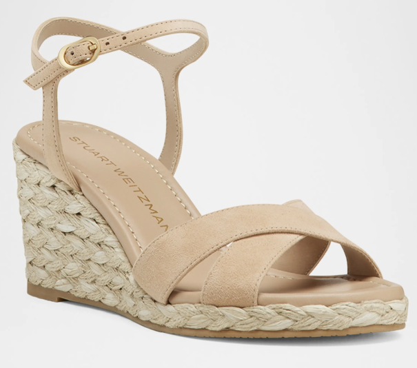 Stuart Weitzman Dayna Suede Crisscross Wedge Espadrilles