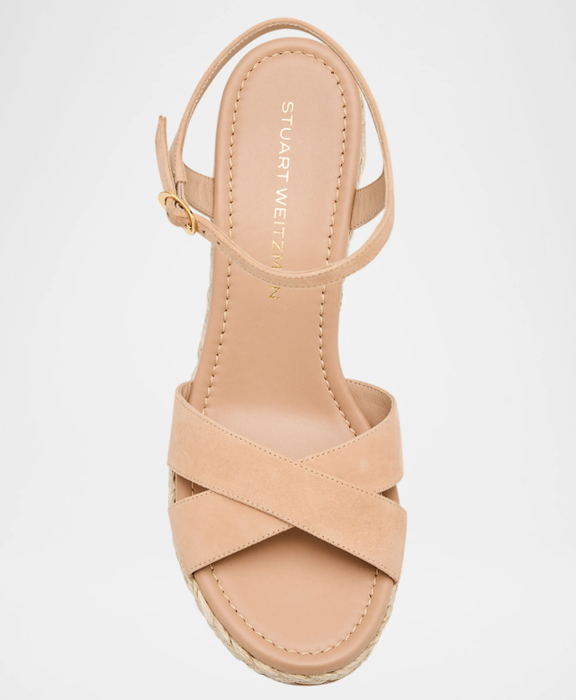 Stuart Weitzman Dayna Suede Crisscross Wedge Espadrilles