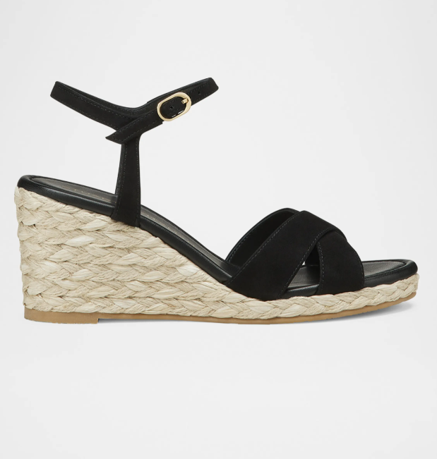 Stuart Weitzman Dayna Suede Crisscross Wedge Espadrilles