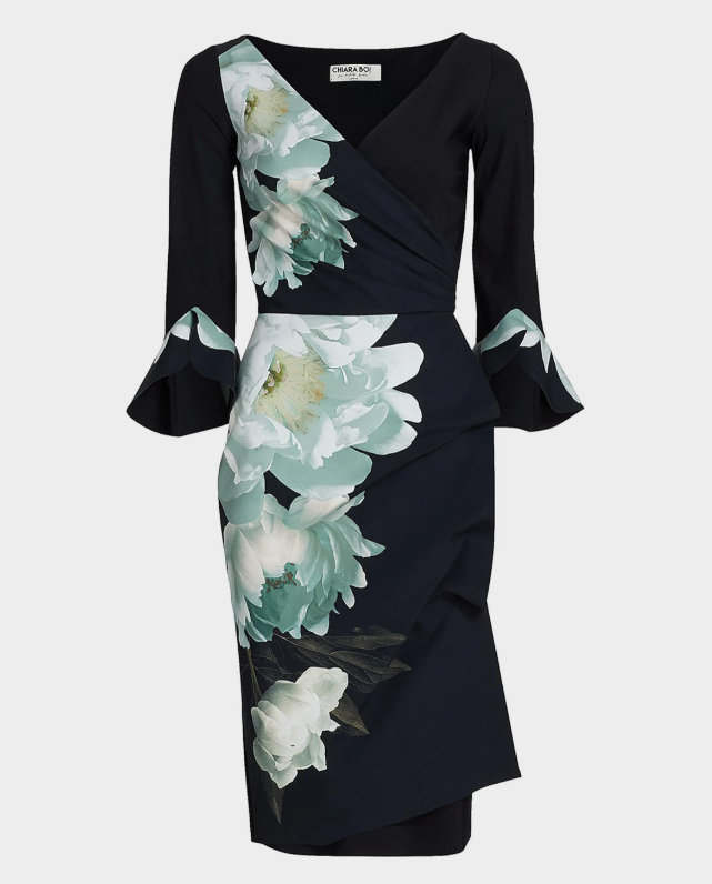 Chiara Boni La Petite Robe Triana Floral-Print Surplice Bodycon Dress