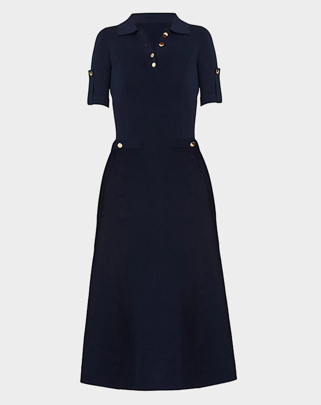 Shoshanna Saylor Button-Embellished Knit Midi Dress