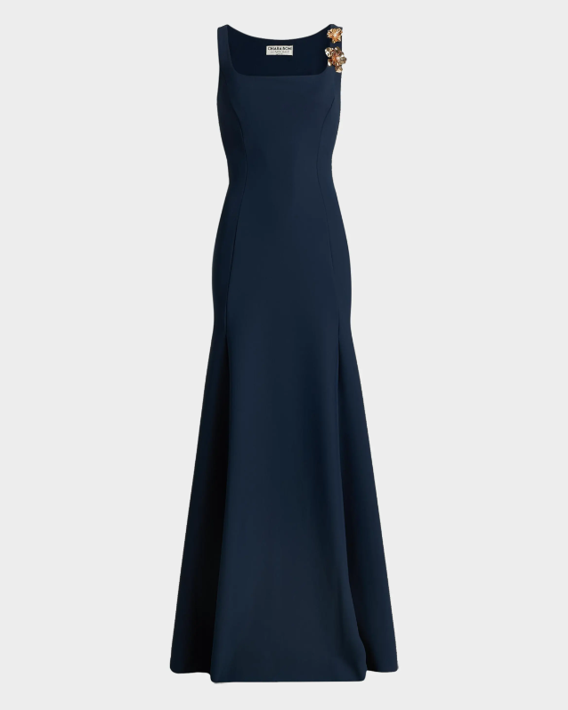 Chiara Boni La Petite Robe Lores Square-Neck Stretch Jersey Godet Gown