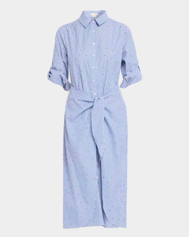 Shoshanna Striped Belted Midi Shirtdress