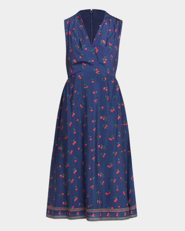 Shoshanna Thorton Cherry-Print Crepe De Chine Midi Dress