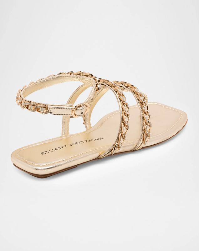 Stuart Weitzman Soluxe Crystal Metallic Leather Sandals