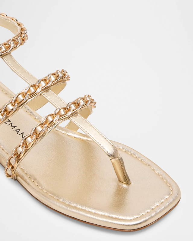 Stuart Weitzman Soluxe Crystal Metallic Leather Sandals