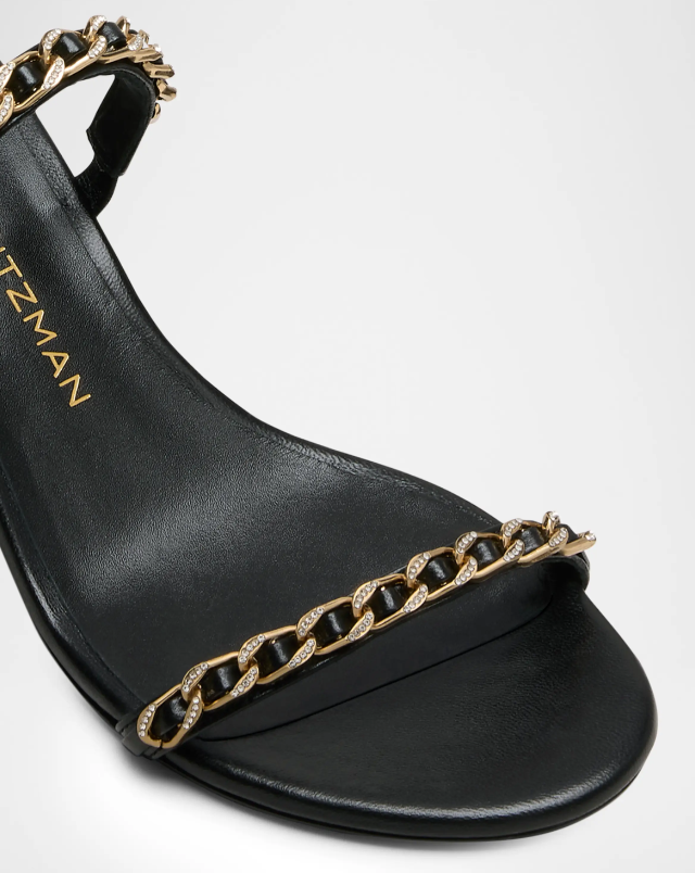 Stuart Weitzman Soluxe Crystal Leather Mule Sandals