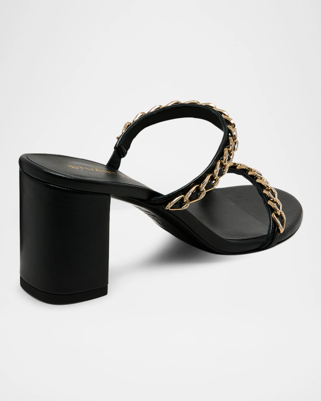 Stuart Weitzman Soluxe Crystal Leather Mule Sandals
