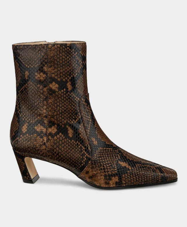 Stuart Weitzman Stassi 50mm Snake-Embossed Leather Ankle Boots