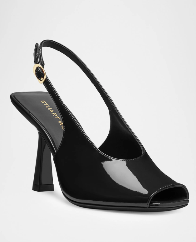 Stuart Weitzman 85mm Val Patent Leather Slingback Pumps