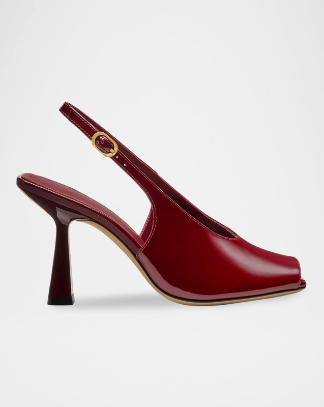 Stuart Weitzman 85mm Val Patent Leather Slingback Pumps