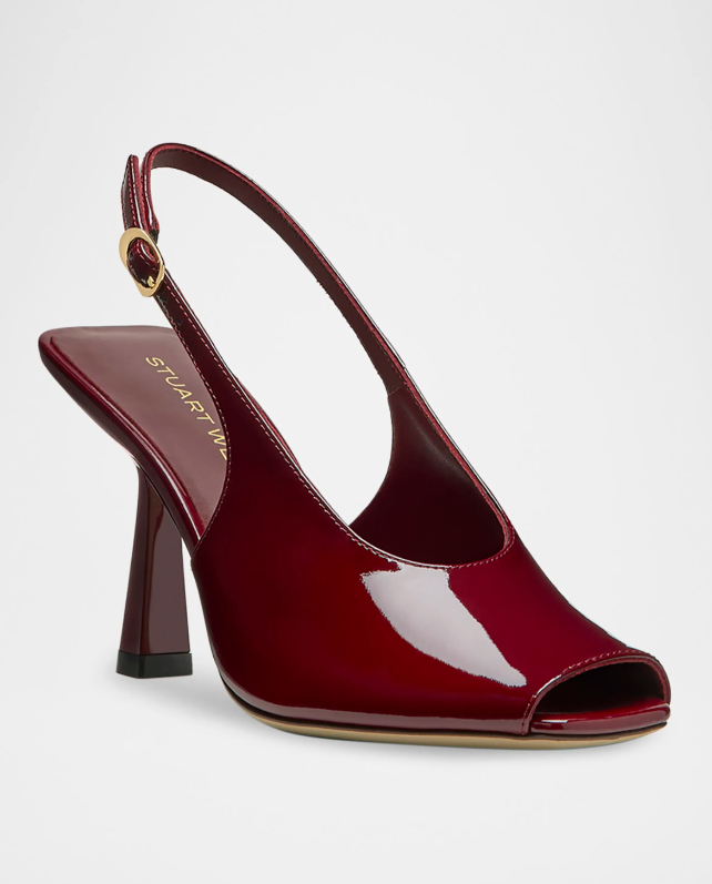 Stuart Weitzman 85mm Val Patent Leather Slingback Pumps