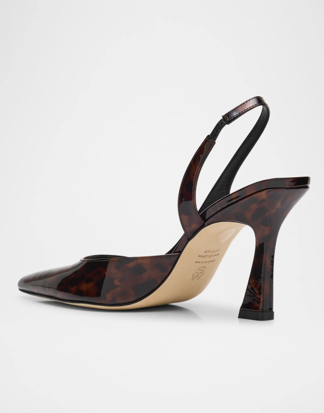 Stuart Weitzman Vinnie Tortoise Patent Leather D'Orsay Slingback Pumps