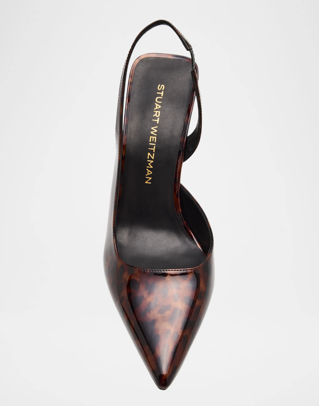 Stuart Weitzman Vinnie Tortoise Patent Leather D'Orsay Slingback Pumps