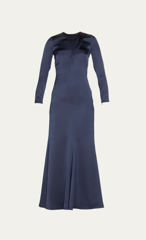 Giorgio Armani Crystal-Trim Silk Trumpet Gown