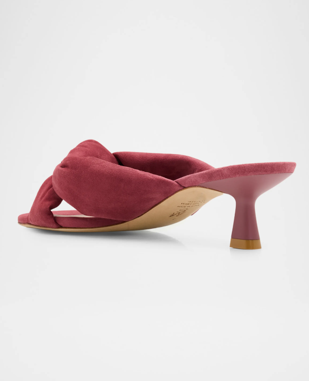 Stuart Weitzman 50mm Soplaya Suede Mule Sandals Dusty Berry